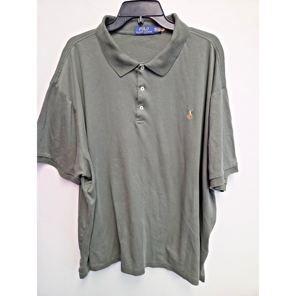 Polo Ralph Lauren Shirt Mens 4XB Polo Pima Soft Cotton Flesh Pony Olive